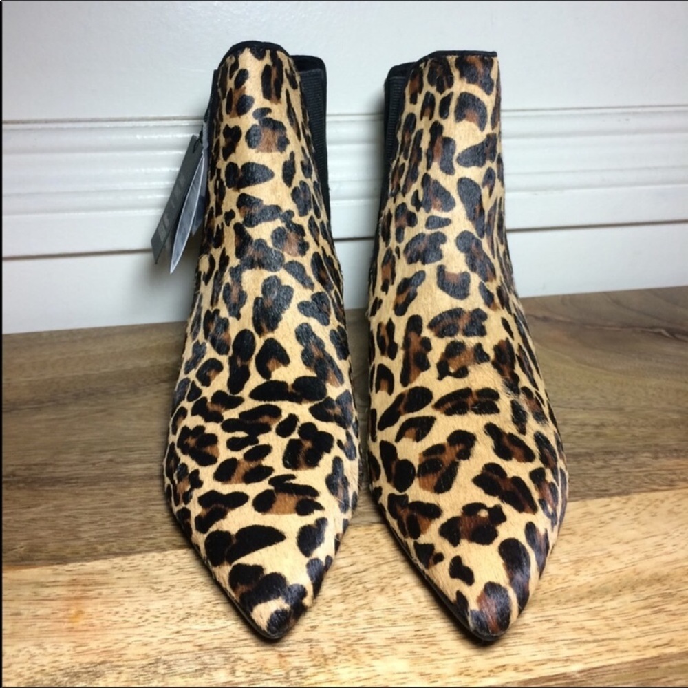 Zara leopard print kitten heel ankle bootie